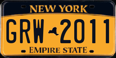 NY license plate GRW2011