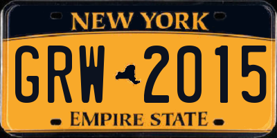 NY license plate GRW2015