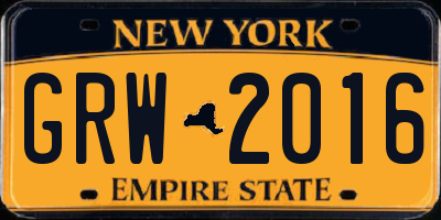 NY license plate GRW2016