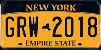 NY license plate GRW2018