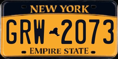 NY license plate GRW2073