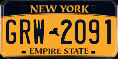 NY license plate GRW2091