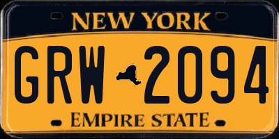 NY license plate GRW2094