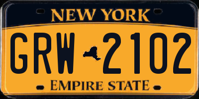 NY license plate GRW2102