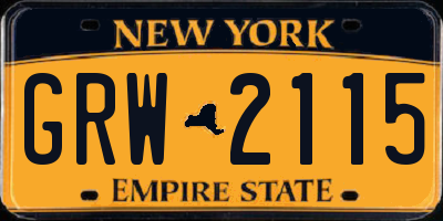 NY license plate GRW2115