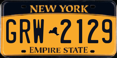 NY license plate GRW2129