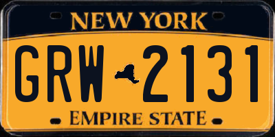NY license plate GRW2131