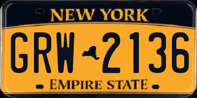 NY license plate GRW2136