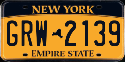 NY license plate GRW2139