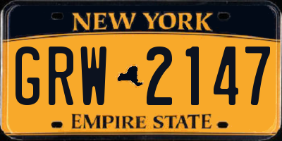 NY license plate GRW2147
