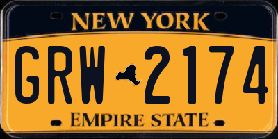 NY license plate GRW2174