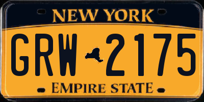 NY license plate GRW2175