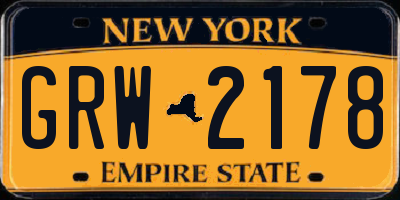 NY license plate GRW2178