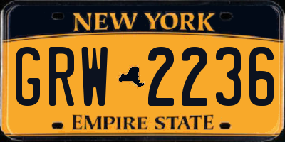 NY license plate GRW2236
