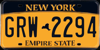 NY license plate GRW2294