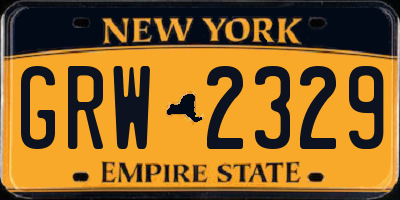 NY license plate GRW2329