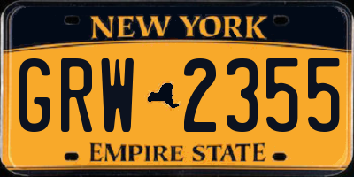 NY license plate GRW2355