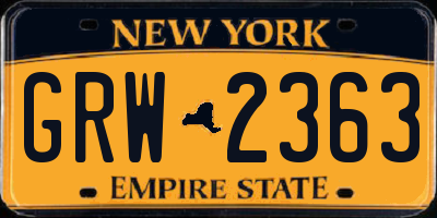 NY license plate GRW2363