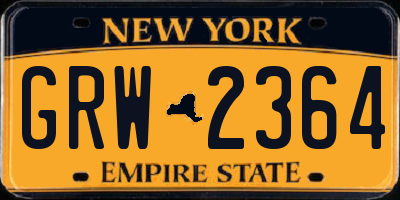 NY license plate GRW2364