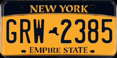 NY license plate GRW2385