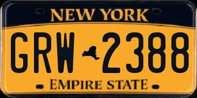NY license plate GRW2388