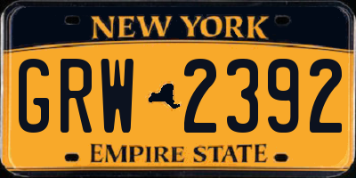 NY license plate GRW2392