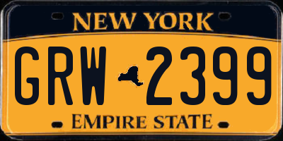 NY license plate GRW2399