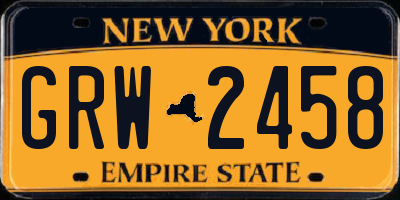 NY license plate GRW2458