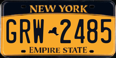 NY license plate GRW2485