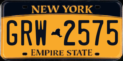 NY license plate GRW2575