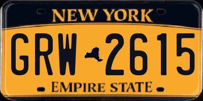 NY license plate GRW2615