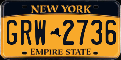 NY license plate GRW2736