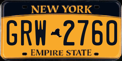 NY license plate GRW2760
