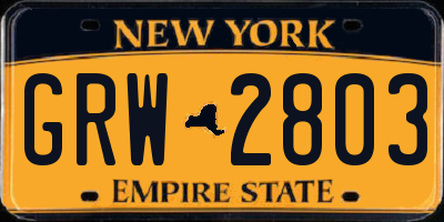 NY license plate GRW2803