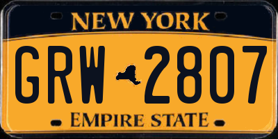 NY license plate GRW2807