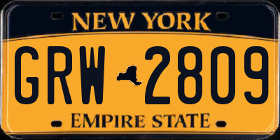 NY license plate GRW2809