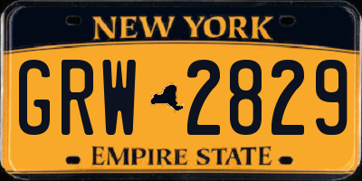 NY license plate GRW2829
