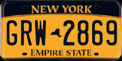 NY license plate GRW2869