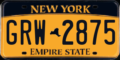 NY license plate GRW2875