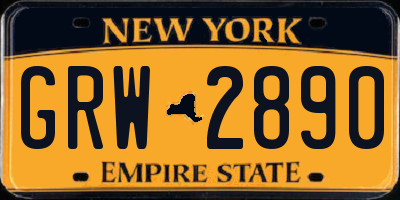 NY license plate GRW2890