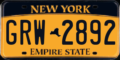 NY license plate GRW2892