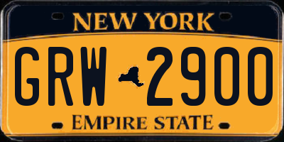 NY license plate GRW2900