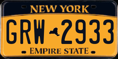 NY license plate GRW2933