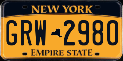 NY license plate GRW2980