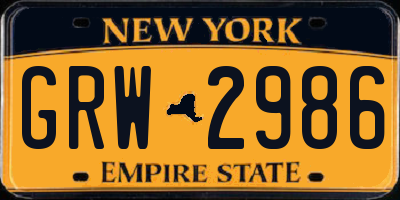 NY license plate GRW2986