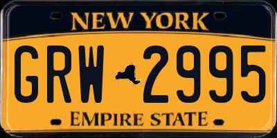 NY license plate GRW2995