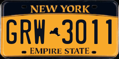 NY license plate GRW3011