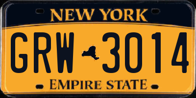 NY license plate GRW3014