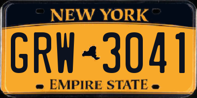 NY license plate GRW3041