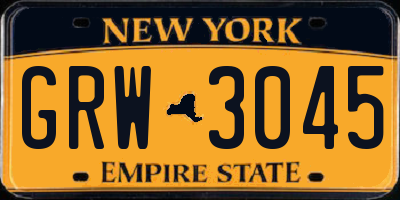 NY license plate GRW3045